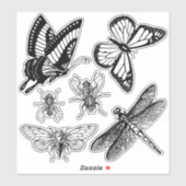 Vliegende insecten doorzichtige stickers (Vel)