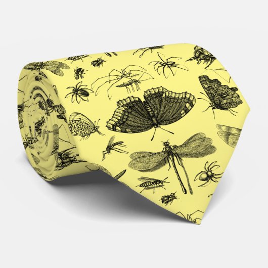  vliegende insecten en keelvlekken Entomologie Gee Stropdas (Opgerold)