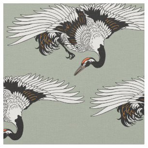 vliegende Japanse kraanvogel Stof