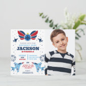 Vliegende Jet Verjaardag Jongen Vliegtuigen Leger  Kaart (Staand voorkant)