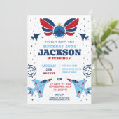 Vliegende Jet Verjaardag Jongen Vliegtuigen Legerb Kaart (Staand voorkant)