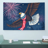 Vliegende Kale Adelaar met USA Vlag Sjaal & Vuurwe Spandoek (Beurs)