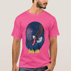 Vliegende Kale Adelaar met USA Vlag Sjaal & Vuurwe T-shirt