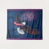 Vliegende Kale Adelaar met USA Vlag Sjaal & Vuurwe Wandkleed (Voorkant (horizontaal))
