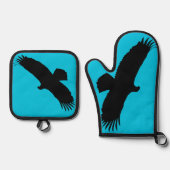 Vliegende Kale Eagle Oven Mitt & Pot Holder Set (Voorkant)