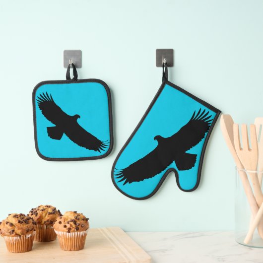 Vliegende Kale Eagle Oven Mitt & Pot Holder Set (Insitu(Ophanging))