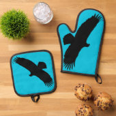 Vliegende Kale Eagle Oven Mitt & Pot Holder Set (Top down)