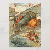 Vliegende kalkoen vliegtuig Pompoen Appel Peer Mai Feestdagenkaart (Voorkant)