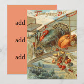 Vliegende kalkoen vliegtuig Pompoen Appel Peer Mai Feestdagenkaart (Voorkant / Achterkant)