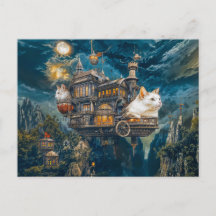 Vliegende kasteelkatten Steampunk-nacht