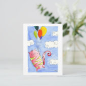 Vliegende kat briefkaart (Staand voorkant)