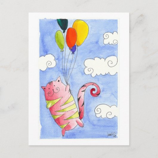 Vliegende kat briefkaart (Voorkant)