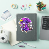Vliegende kat heks illustratie sticker (iPad Cover)