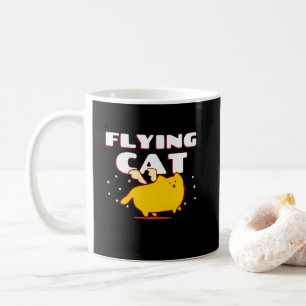 Vliegende Kat Schattige Kawaii Gevleugelde Kat Koffiemok