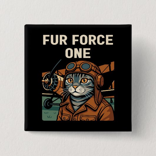 vliegende katachtige-katachtige commandant vierkante button 5,1 cm (Voorkant)