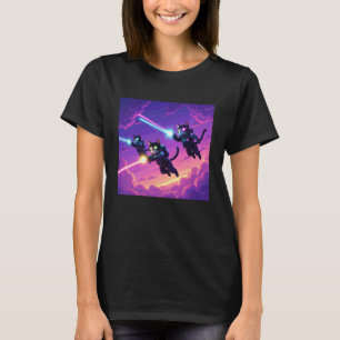Vliegende katten die laserstralen afschieten t-shirt