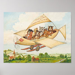 Vliegende katten door Louis Wain Poster