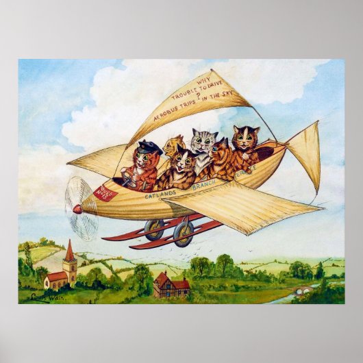Vliegende katten, Louis Wain Poster (Voorkant)
