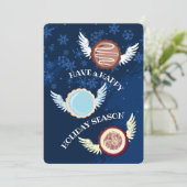 Vliegende kerst cookie engelen vakantie bakken feestdagenkaart (Staand voorkant)