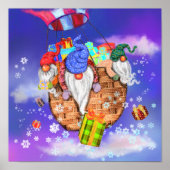 Vliegende kerstkabouters geeft cadeaus Poster (Voorkant)