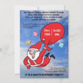 Vliegende Kerstman Blauwe Lucht Witte Olifant Fees Kaart (Voorkant)