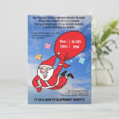 Vliegende Kerstman Blauwe Lucht Witte Olifant Fees Kaart (Staand voorkant)