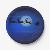 Vliegende Kerstman en zijn herders Papieren Bordje (Voorkant)