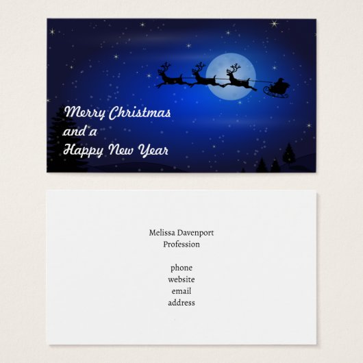 Vliegende kerstman en zijn rendier visitekaartjes (Voorkant /achterkant)