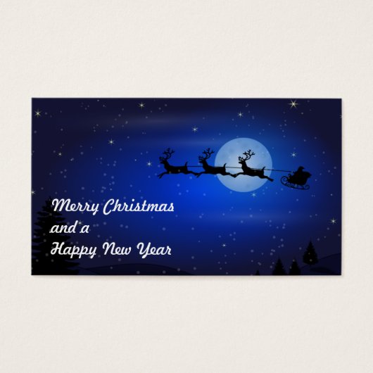 Vliegende kerstman en zijn rendier visitekaartjes (Voorkant)