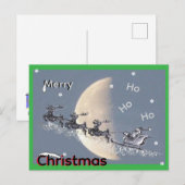 Vliegende Kerstman in rendier-slee kerst Briefkaar Feestdagenkaart (Voorkant / Achterkant)