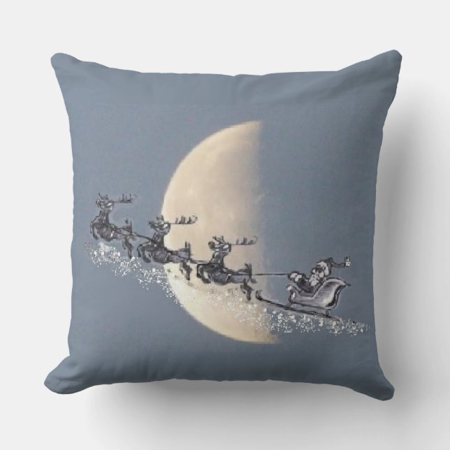 Vliegende Kerstman in Rendier-Slee Kerstkussen Kussen (Voorkant)