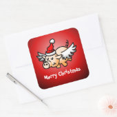 Vliegende kerstman Klassieke Square Sticker (Envelop)