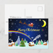 Vliegende kerstman met halve maan briefkaart (Voorkant / Achterkant)