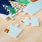 Vliegende kerstman met halve maan legpuzzel (Zijkant)
