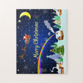 Vliegende kerstman met halve maan legpuzzel (Verticaal)