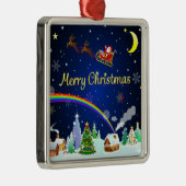 Vliegende kerstman met halve maan metalen ornament (Rechts)