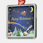 Vliegende kerstman met halve maan metalen ornament (Links)