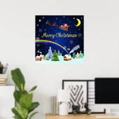 Vliegende kerstman met halve maan poster (Thuiskantoor)