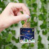 Vliegende Kerstman met Halve Maan Sleutelhanger (Hand)