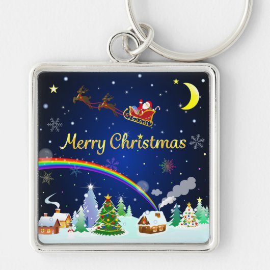 Vliegende Kerstman met Halve Maan Sleutelhanger (Voorkant)