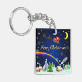 Vliegende kerstman met halve maan sleutelhanger (Voorkant Links)