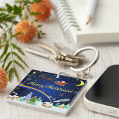 Vliegende kerstman met halve maan sleutelhanger (Voorkant Rechts)