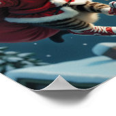 Vliegende Kerstman met kerstcadeaus en magie Poster (Hoek)