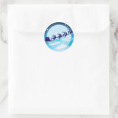 Vliegende kerstman ronde sticker (Tas)