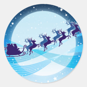 Vliegende kerstman ronde sticker