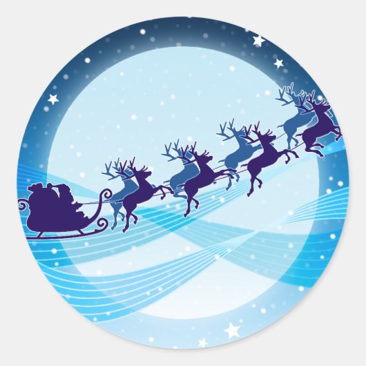 Vliegende kerstman ronde sticker (Voorkant)