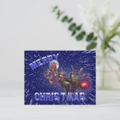 Vliegende kerstman Roodgestreepte renrenrendiervis Feestdagenkaart (Staand voorkant)