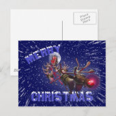 Vliegende kerstman Roodgestreepte renrenrendiervis Feestdagenkaart (Voorkant / Achterkant)