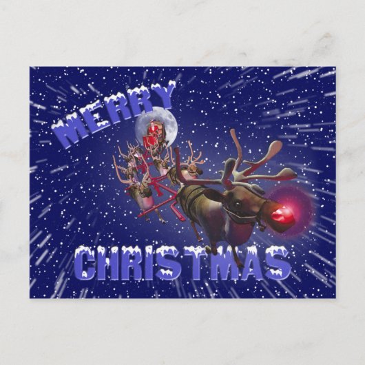 Vliegende kerstman Roodgestreepte renrenrendiervis Feestdagenkaart (Voorkant)