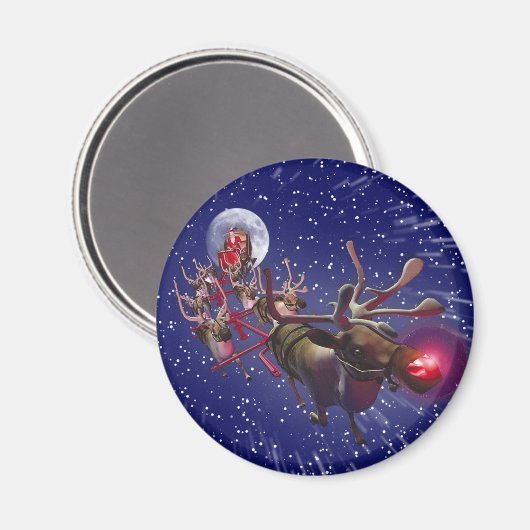 Vliegende kerstman Roodgestreepte renrenrendiervis Magneet (Voorkant / Achterkant)